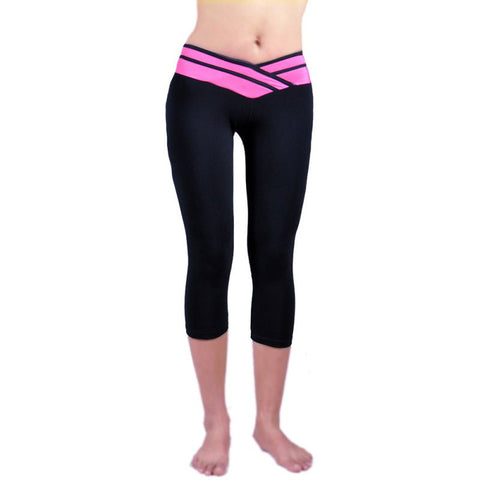 Women Sport Athletic Gym Workout Fitness <font><b>Yoga</b></font> Waistband Capri Leggings <font><b>Pants</b></font>
